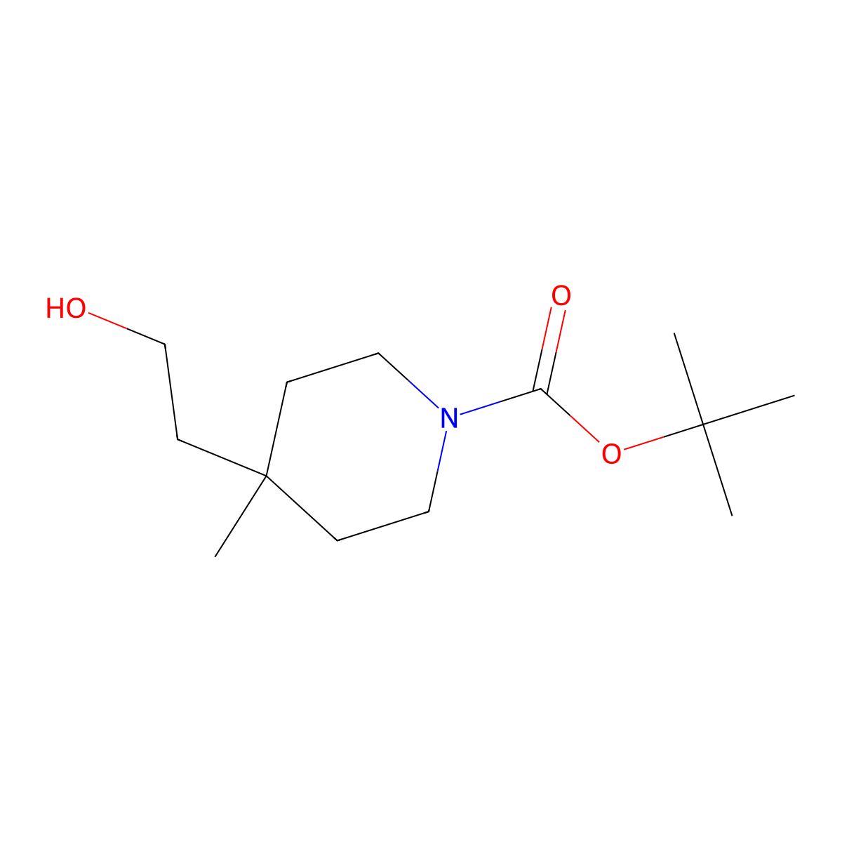 Tert-butyl 4-(2-hydroxyethyl)-4-methylpiperidine-1-carboxylate molecular structure, CAS 236406-33-0