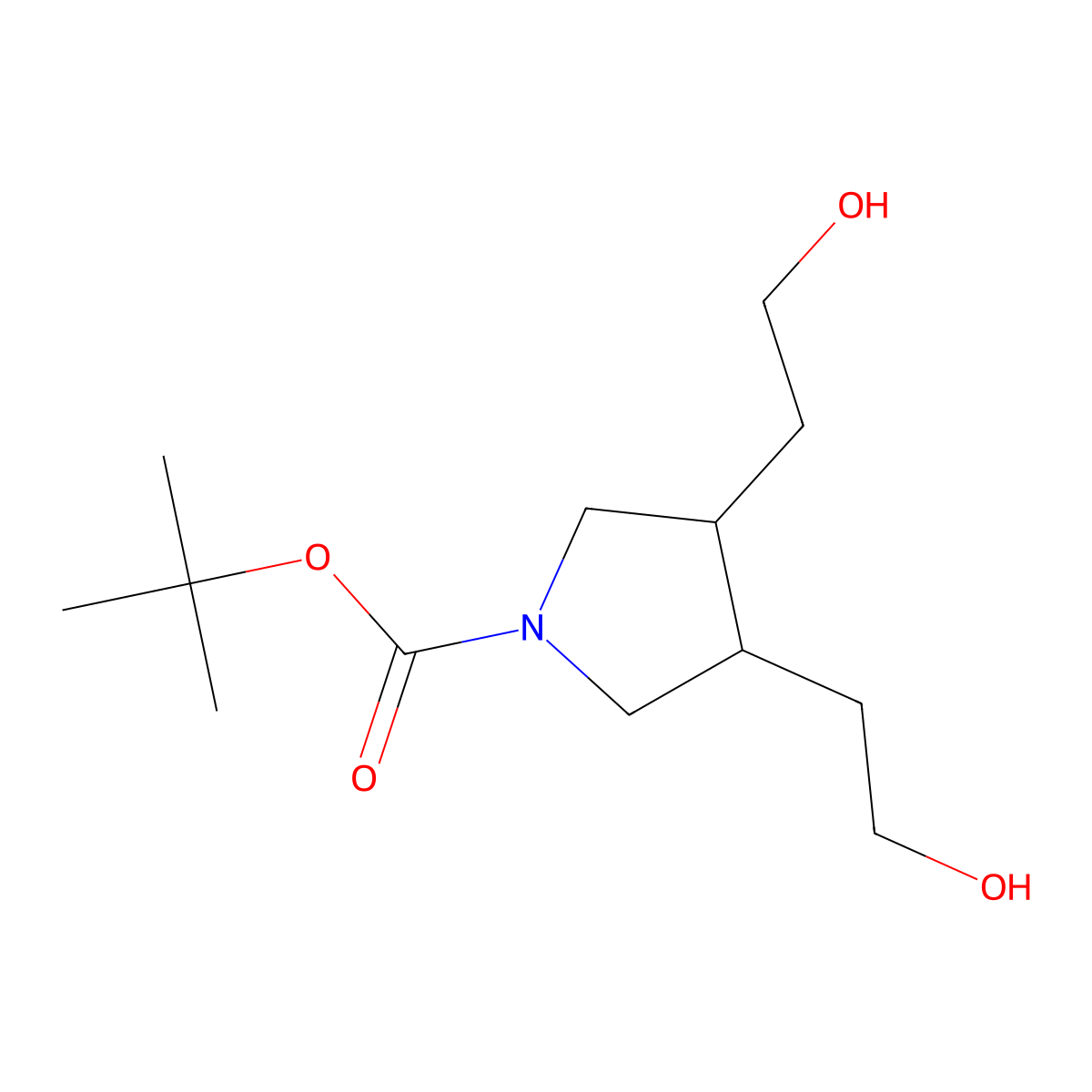tert-butyl (3R,4S)-3,4-bis(2-hydroxyethyl)pyrrolidine-1-carboxylate molecular structure, CAS 236406-43-2