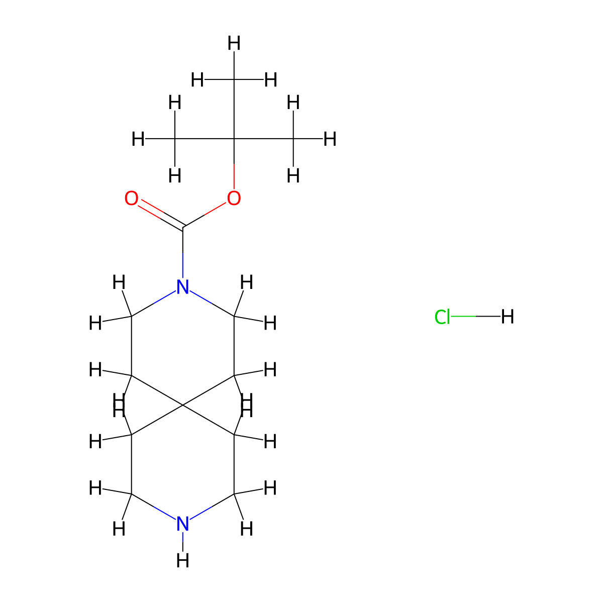 Tert-butyl 3,9-diazaspiro[5.5]undecane-3-carboxylate hydrochloride molecular structure, CAS 236406-47-6