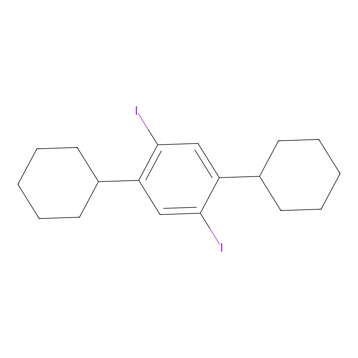 1,4-Dicyclohexyl-2,5-diiodobenzene molecular structure, CAS 236407-24-2