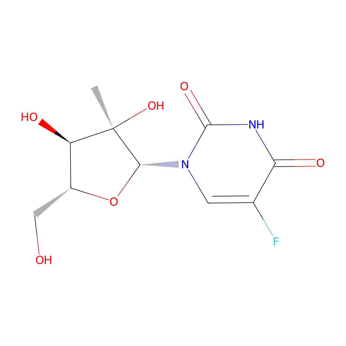 2'-C-methyl-5-fluorouridine molecular structure, CAS 23643-38-1