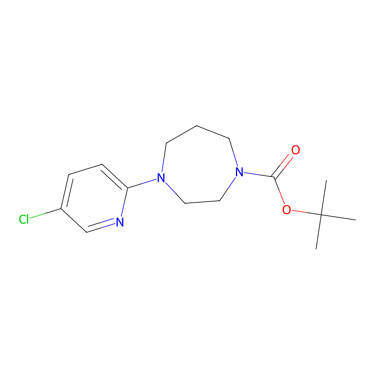 Tert-butyl 4-(5-chloropyridin-2-yl)-1,4-diazepane-1-carboxylate molecular structure, CAS 2364342-07-2