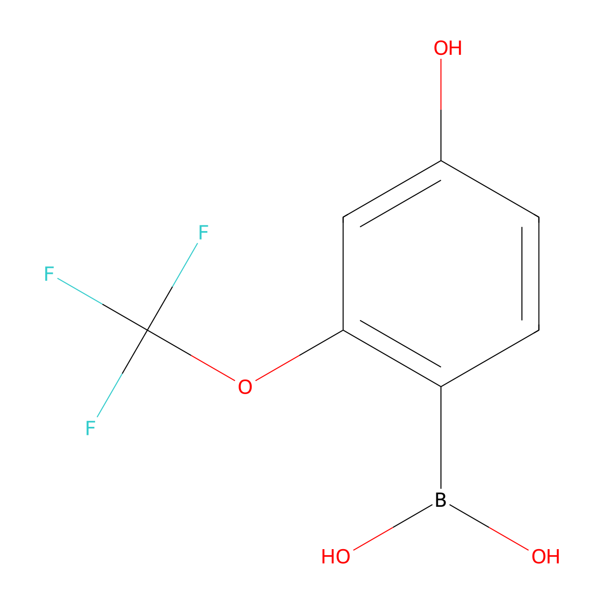 4-Hydroxy-2-(trifluoromethoxy)phenylboronic acid molecular structure, CAS 2364439-35-8