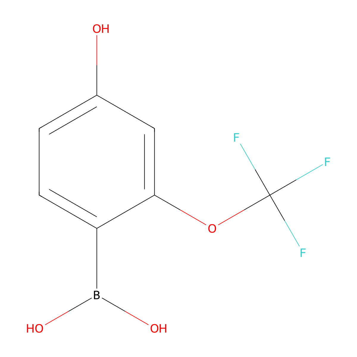 4-Hydroxy-2-(trifluoromethoxy)phenylboronic acid molecular structure, CAS 2364439-35-8