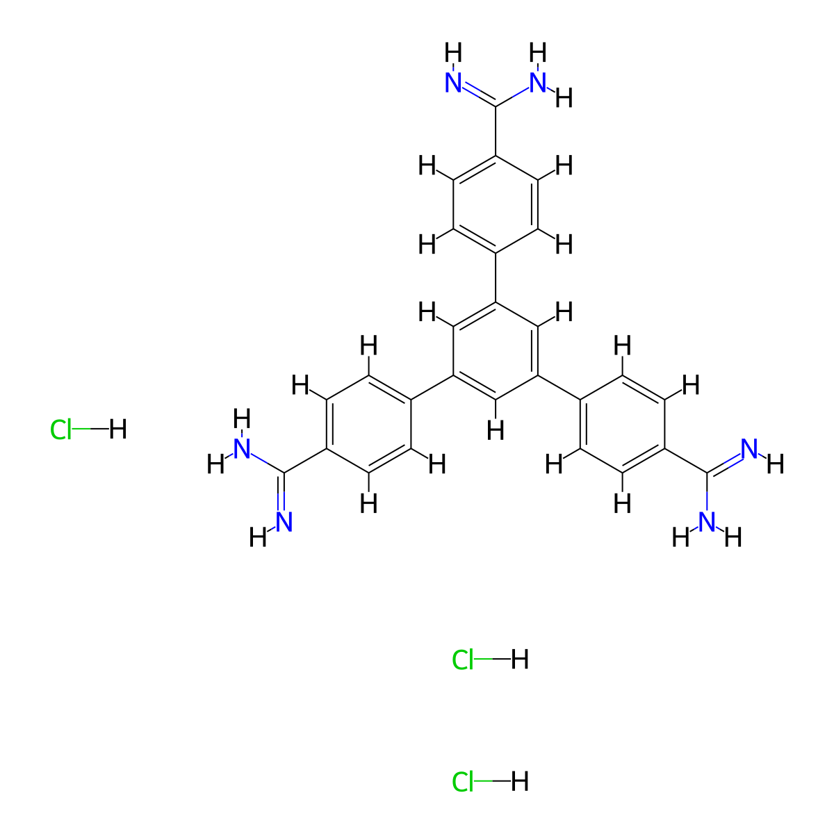 5'-(4-Carbamimidoylphenyl)-[1,1':3',1''-terphenyl]-4,4''-bis(carboximidamide) trihydrochloride molecular structure, CAS 2364456-55-1