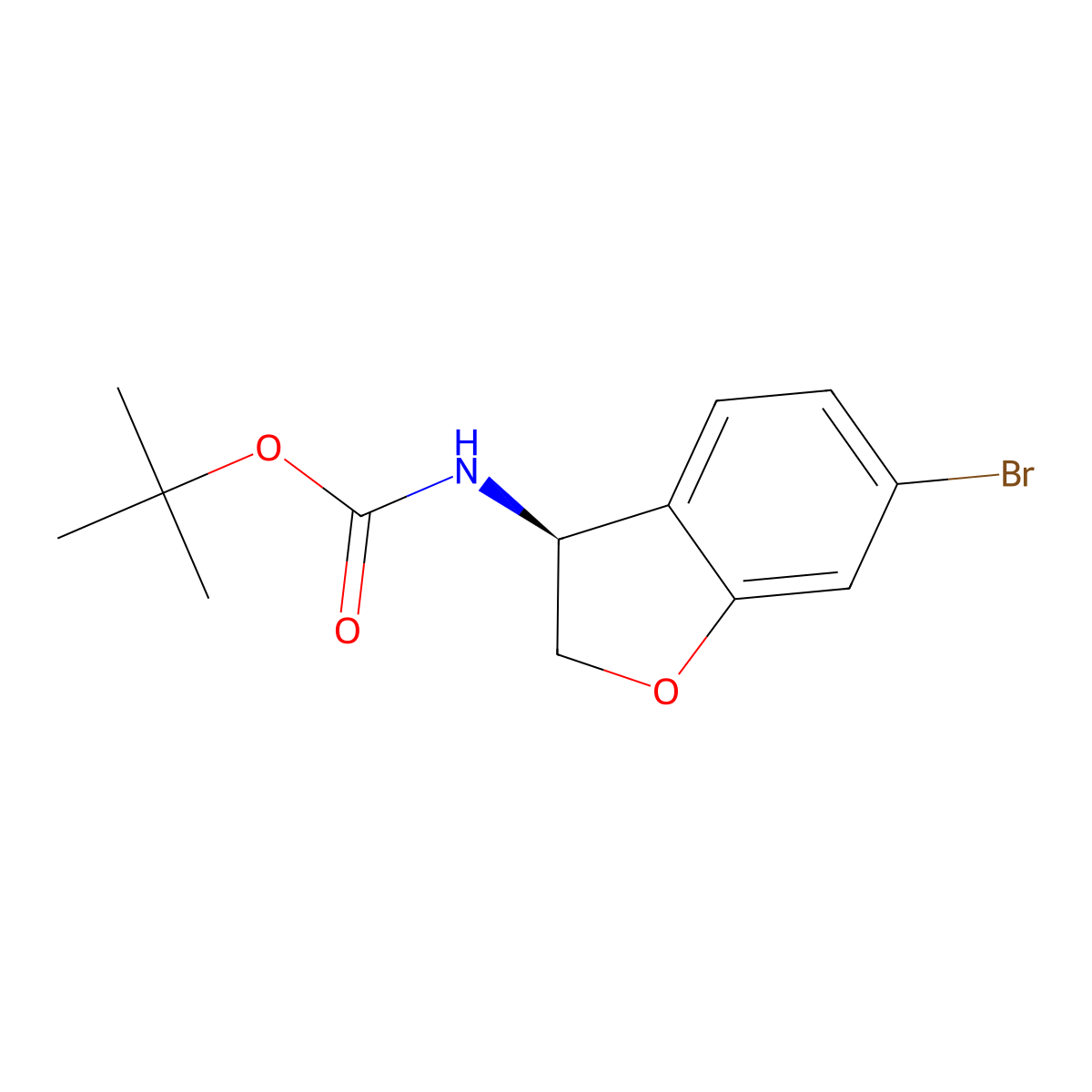 tert-butyl N-[(3S)-6-bromo-2,3-dihydrobenzofuran-3-yl]carbamate molecular structure, CAS 2364561-61-3