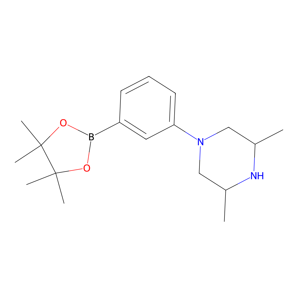 3,5-Dimethyl-1-[3-(4,4,5,5-tetramethyl-1,3,2-dioxaborolan-2-yl)phenyl]piperazine molecular structure, CAS 2364572-80-3