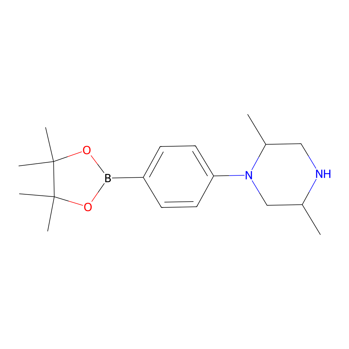 2,5-Dimethyl-1-(4-(4,4,5,5-tetramethyl-1,3,2-dioxaborolan-2-yl)phenyl)piperazine molecular structure, CAS 2364572-84-7