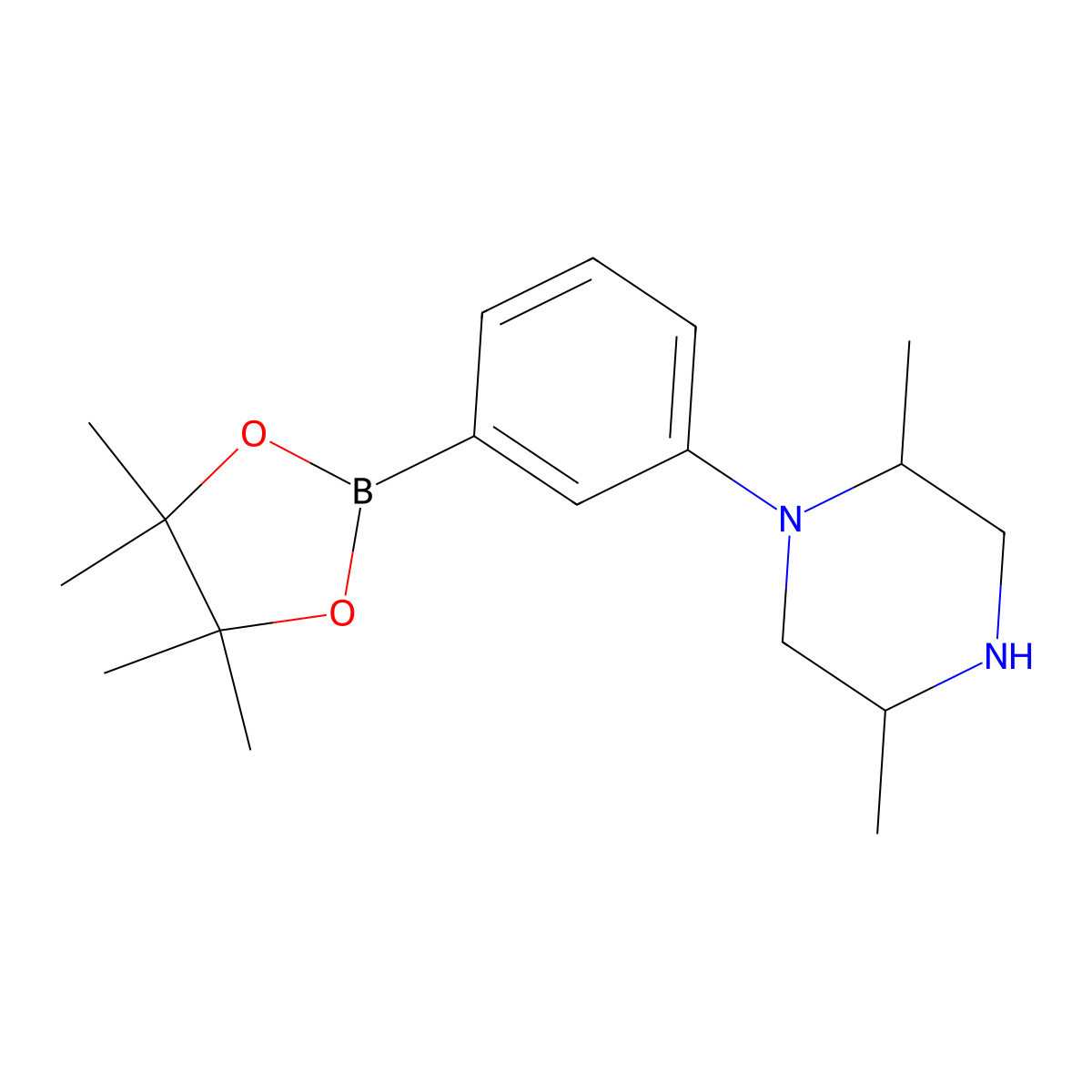 2,5-Dimethyl-1-[3-(4,4,5,5-tetramethyl-1,3,2-dioxaborolan-2-yl)phenyl]piperazine molecular structure, CAS 2364573-05-5
