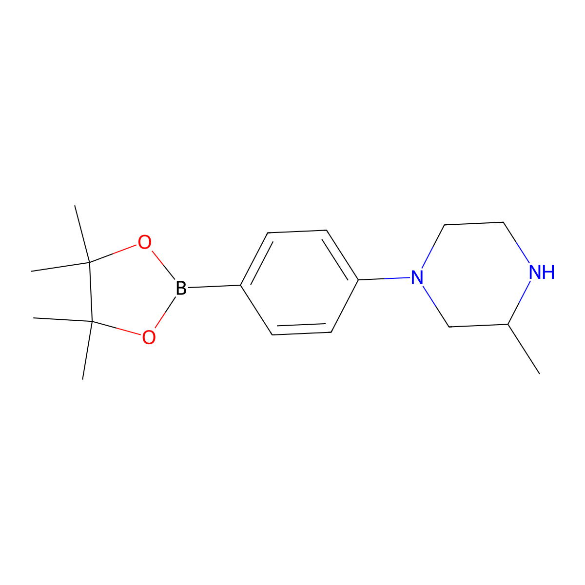 3-Methyl-1-(4-(4,4,5,5-tetramethyl-1,3,2-dioxaborolan-2-yl)phenyl)piperazine molecular structure, CAS 2364573-18-0