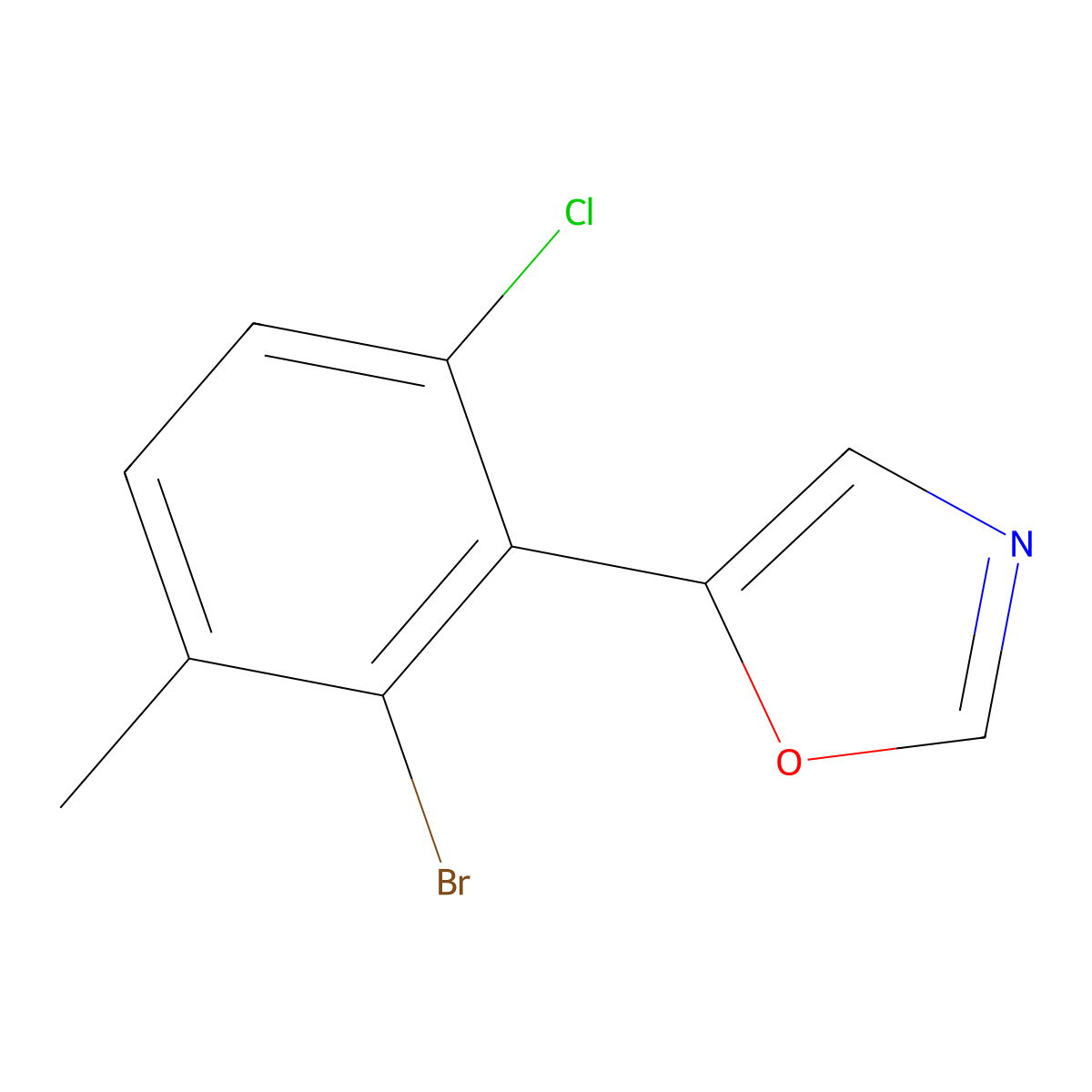 5-(2-Bromo-6-chloro-3-methylphenyl)oxazole molecular structure, CAS 2364584-61-0