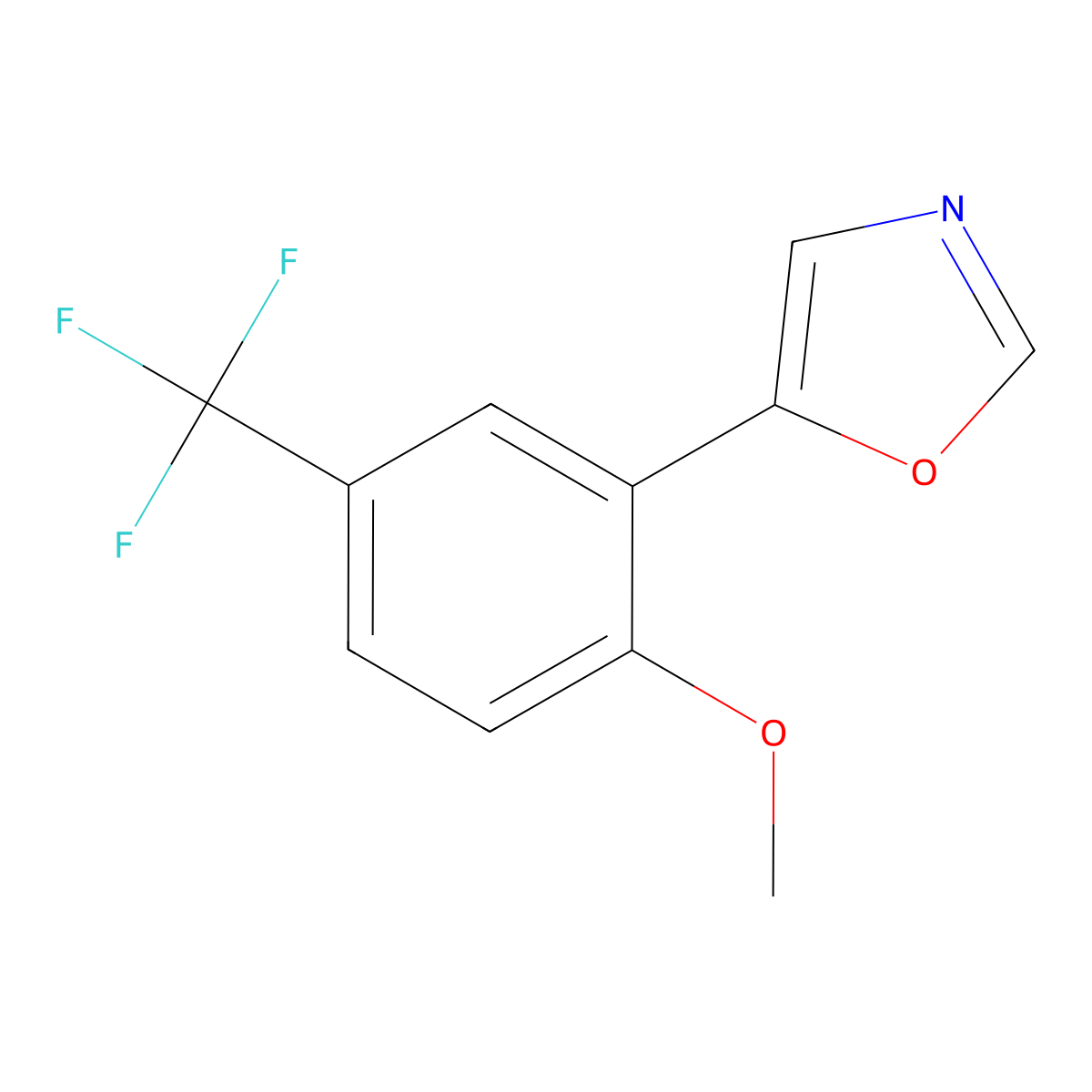 5-(2-Methoxy-5-(trifluoromethyl)phenyl)oxazole molecular structure, CAS 2364584-66-5