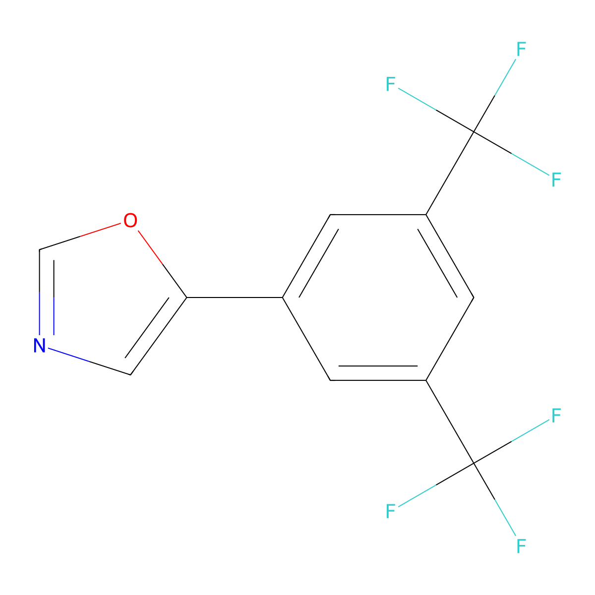 5-(3,5-Bis(trifluoromethyl)phenyl)oxazole molecular structure, CAS 2364584-77-8