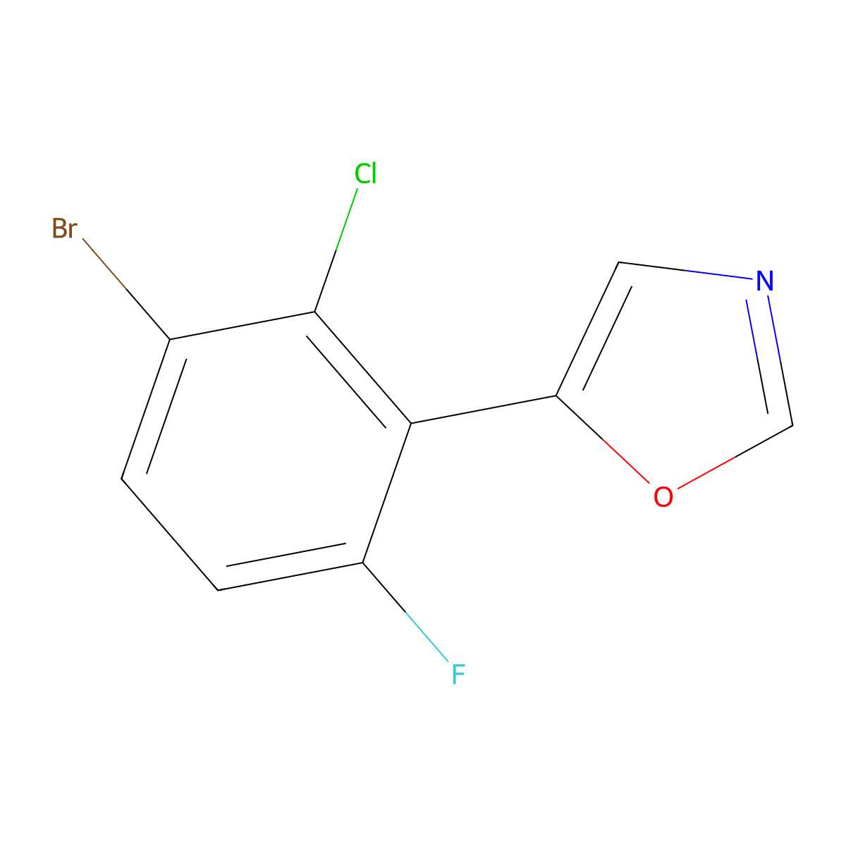 5-(3-Bromo-2-chloro-6-fluorophenyl)oxazole molecular structure, CAS 2364584-83-6