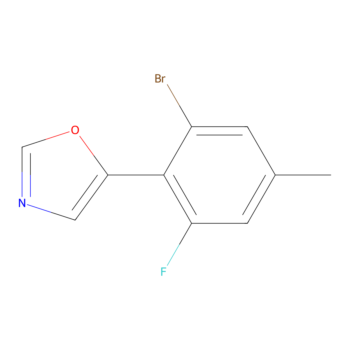 5-(2-Bromo-6-fluoro-4-methylphenyl)oxazole molecular structure, CAS 2364584-87-0