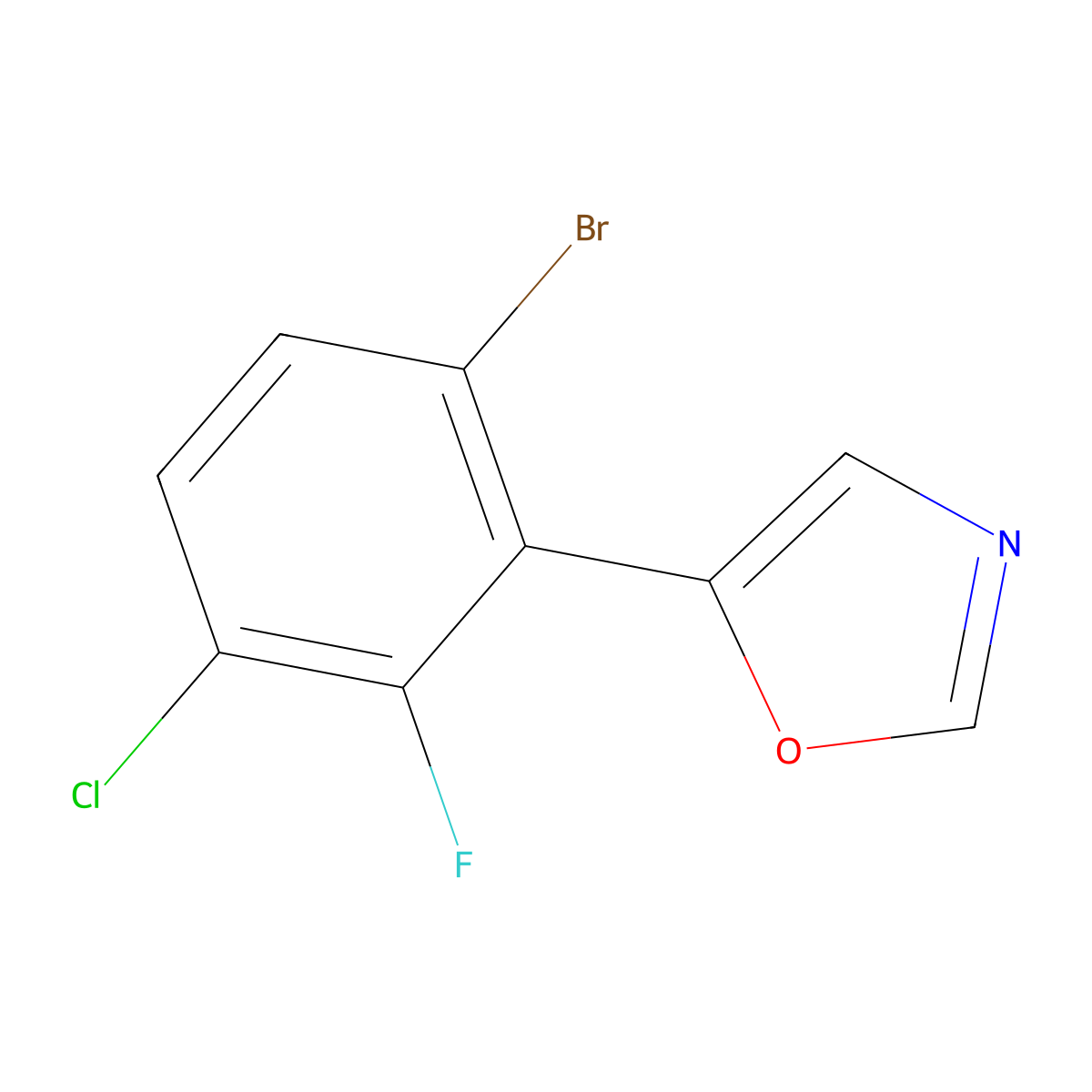 5-(6-Bromo-3-chloro-2-fluorophenyl)oxazole molecular structure, CAS 2364584-88-1