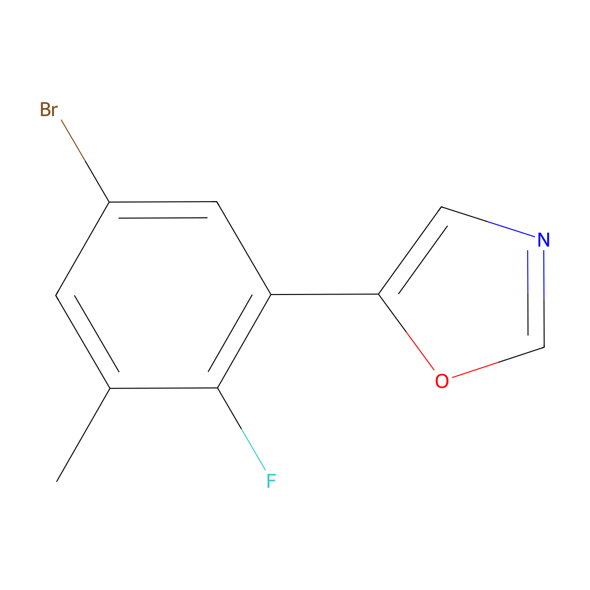 5-(5-Bromo-2-fluoro-3-methylphenyl)oxazole molecular structure, CAS 2364584-92-7