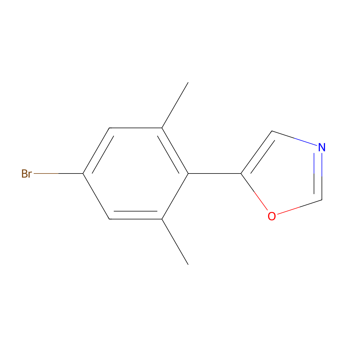 5-(4-Bromo-2,6-dimethylphenyl)oxazole molecular structure, CAS 2364584-95-0