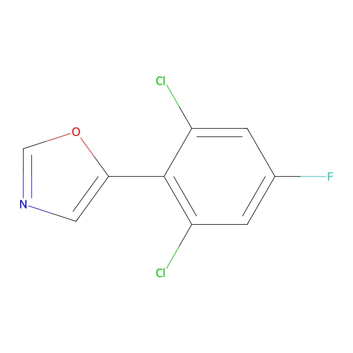 5-(2,6-Dichloro-4-fluorophenyl)oxazole molecular structure, CAS 2364585-00-0
