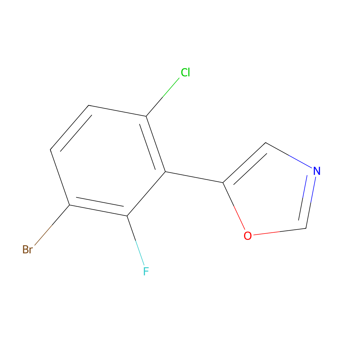 5-(3-Bromo-6-chloro-2-fluorophenyl)oxazole molecular structure, CAS 2364585-06-6