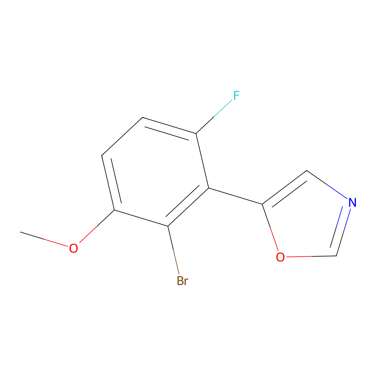 5-(2-Bromo-6-fluoro-3-methoxyphenyl)oxazole molecular structure, CAS 2364585-09-9