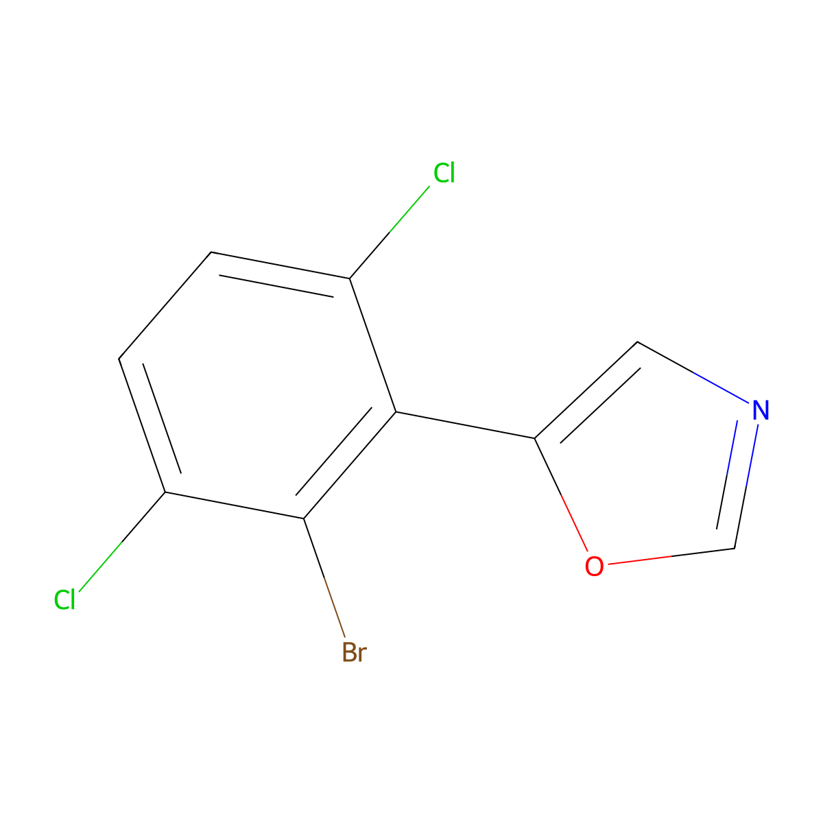 5-(2-Bromo-3,6-dichlorophenyl)oxazole molecular structure, CAS 2364585-11-3
