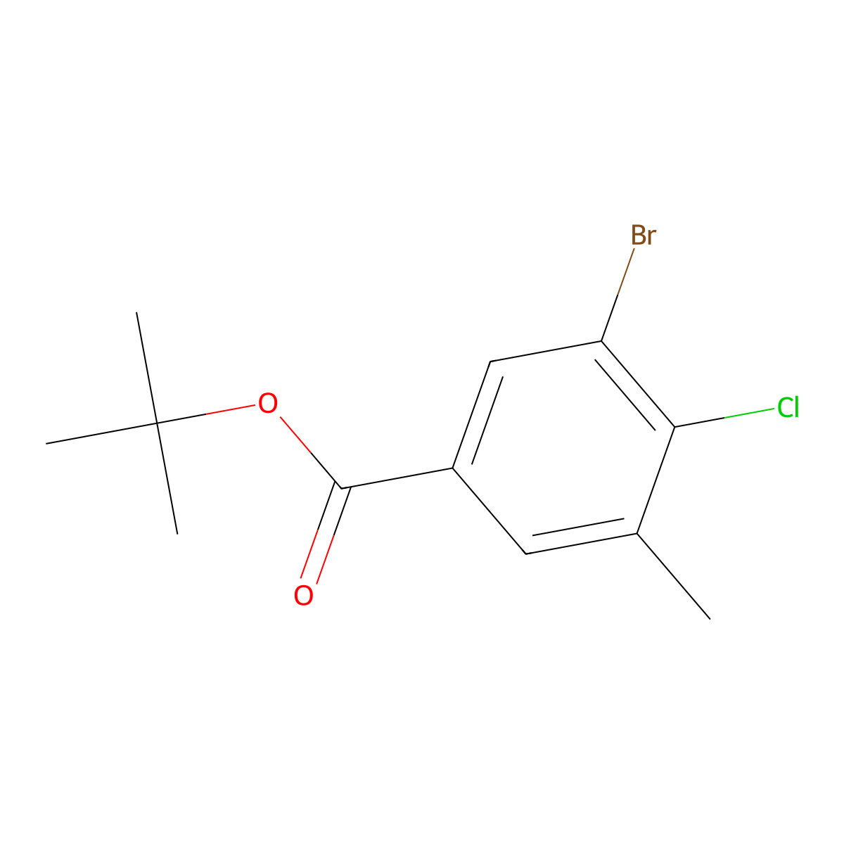 tert-Butyl 3-bromo-4-chloro-5-methylbenzoate molecular structure, CAS 2364585-14-6