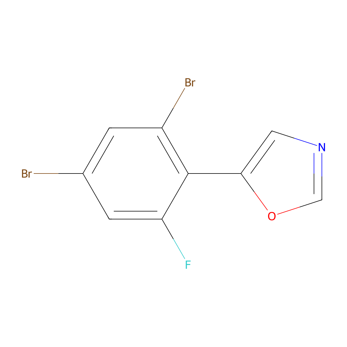 5-(2,4-Dibromo-6-fluorophenyl)oxazole molecular structure, CAS 2364585-16-8
