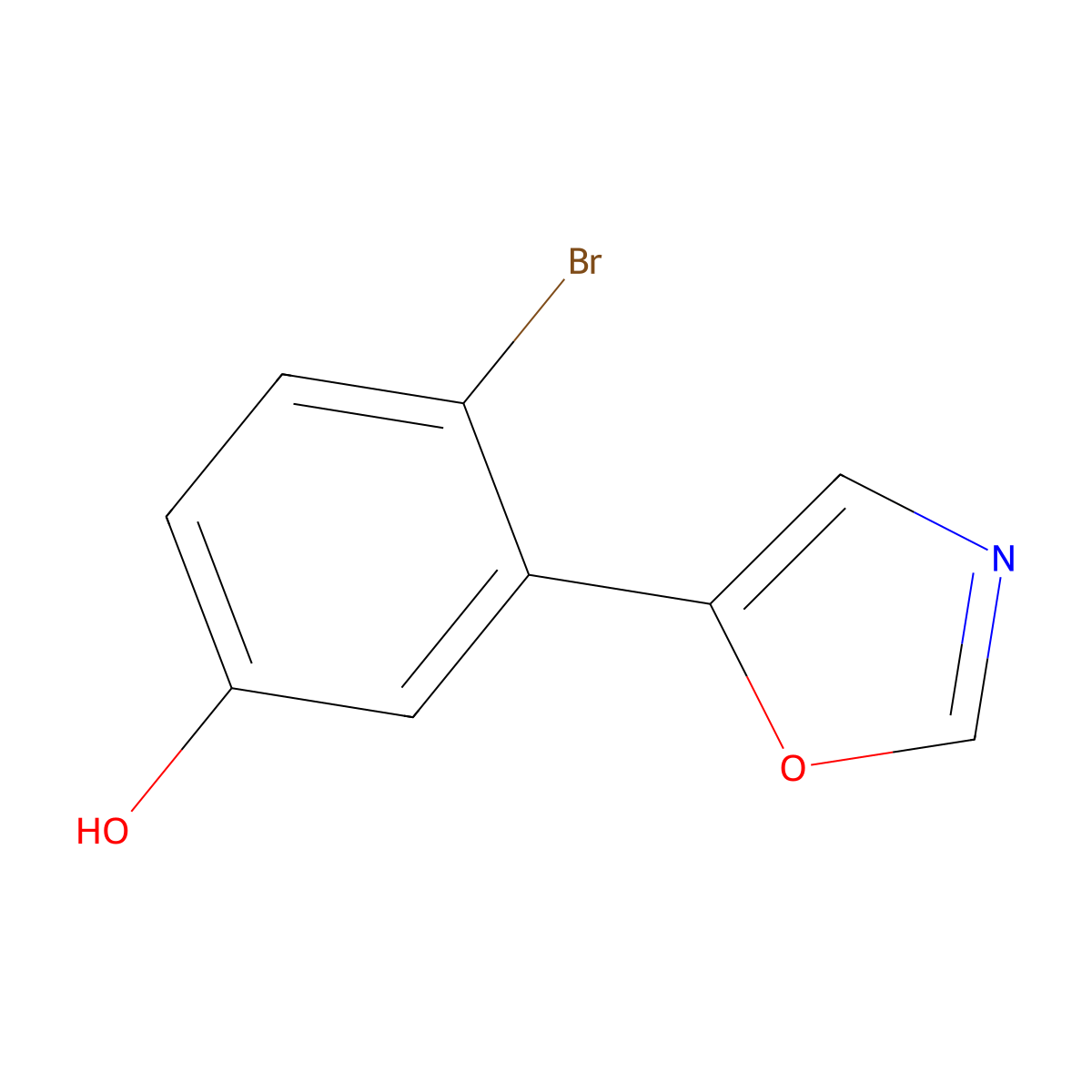 4-Bromo-3-(1,3-oxazol-5-yl)phenol molecular structure, CAS 2364585-19-1