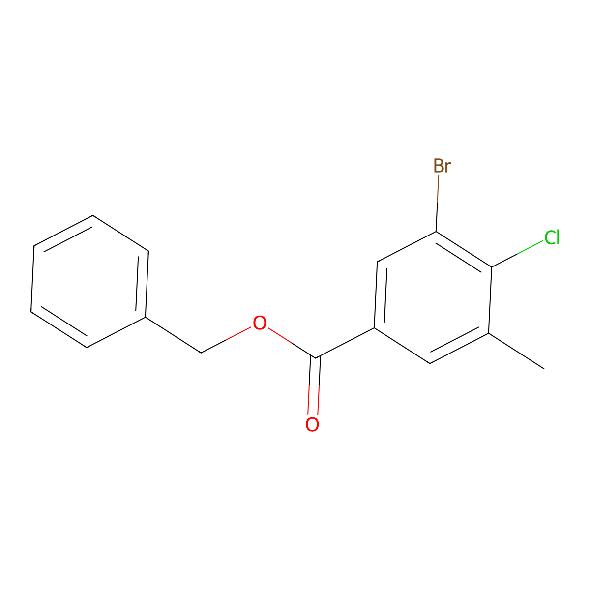 Benzyl 3-bromo-4-chloro-5-methylbenzoate molecular structure, CAS 2364585-21-5