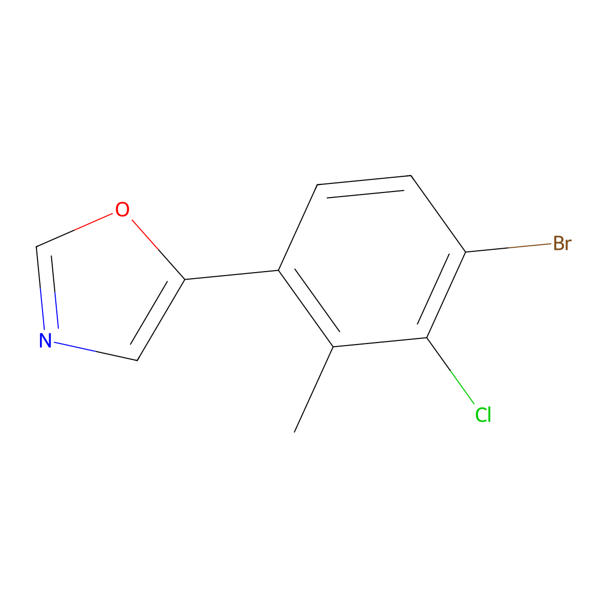 5-(4-Bromo-3-chloro-2-methylphenyl)oxazole molecular structure, CAS 2364585-24-8