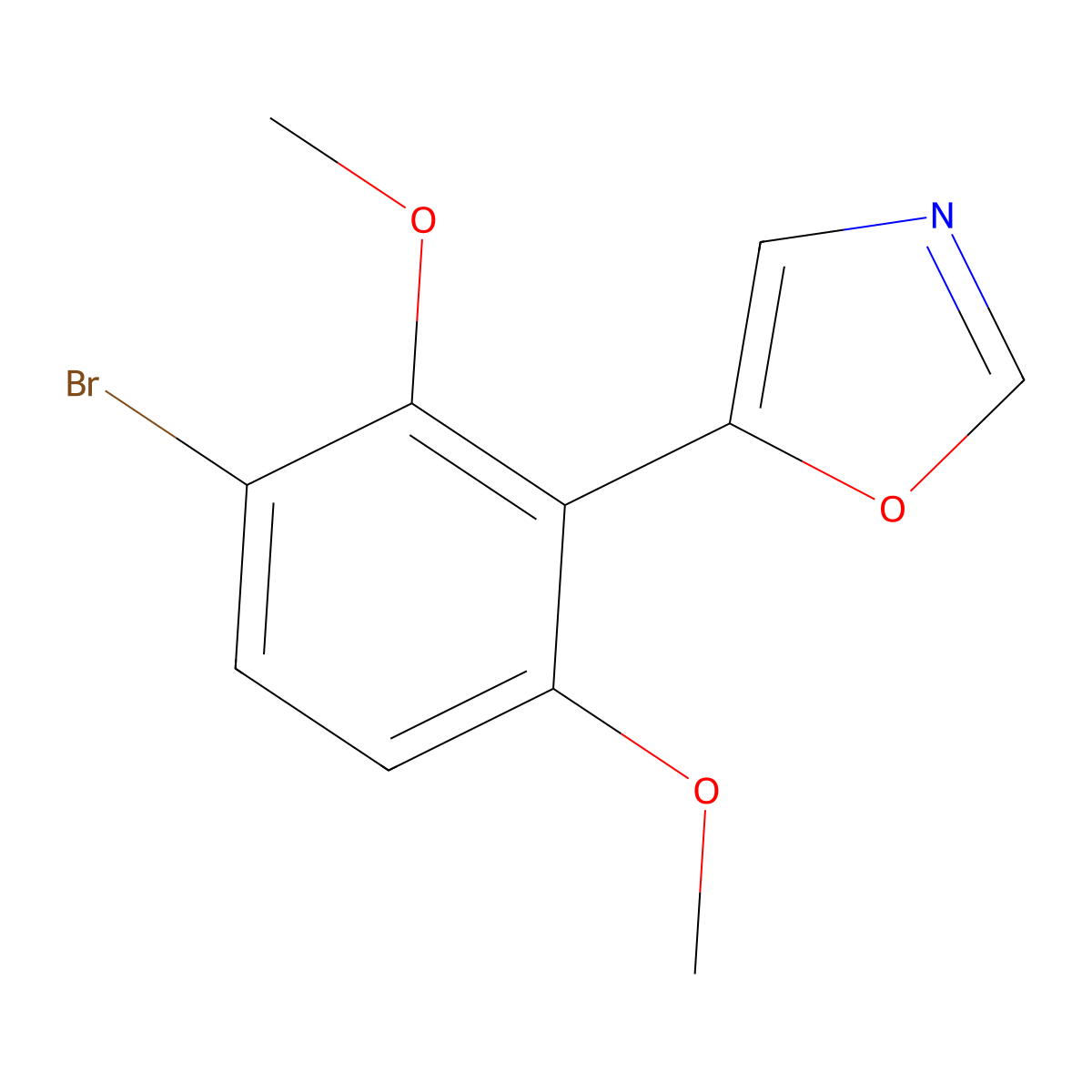 5-(3-Bromo-2,6-dimethoxyphenyl)oxazole molecular structure, CAS 2364585-26-0