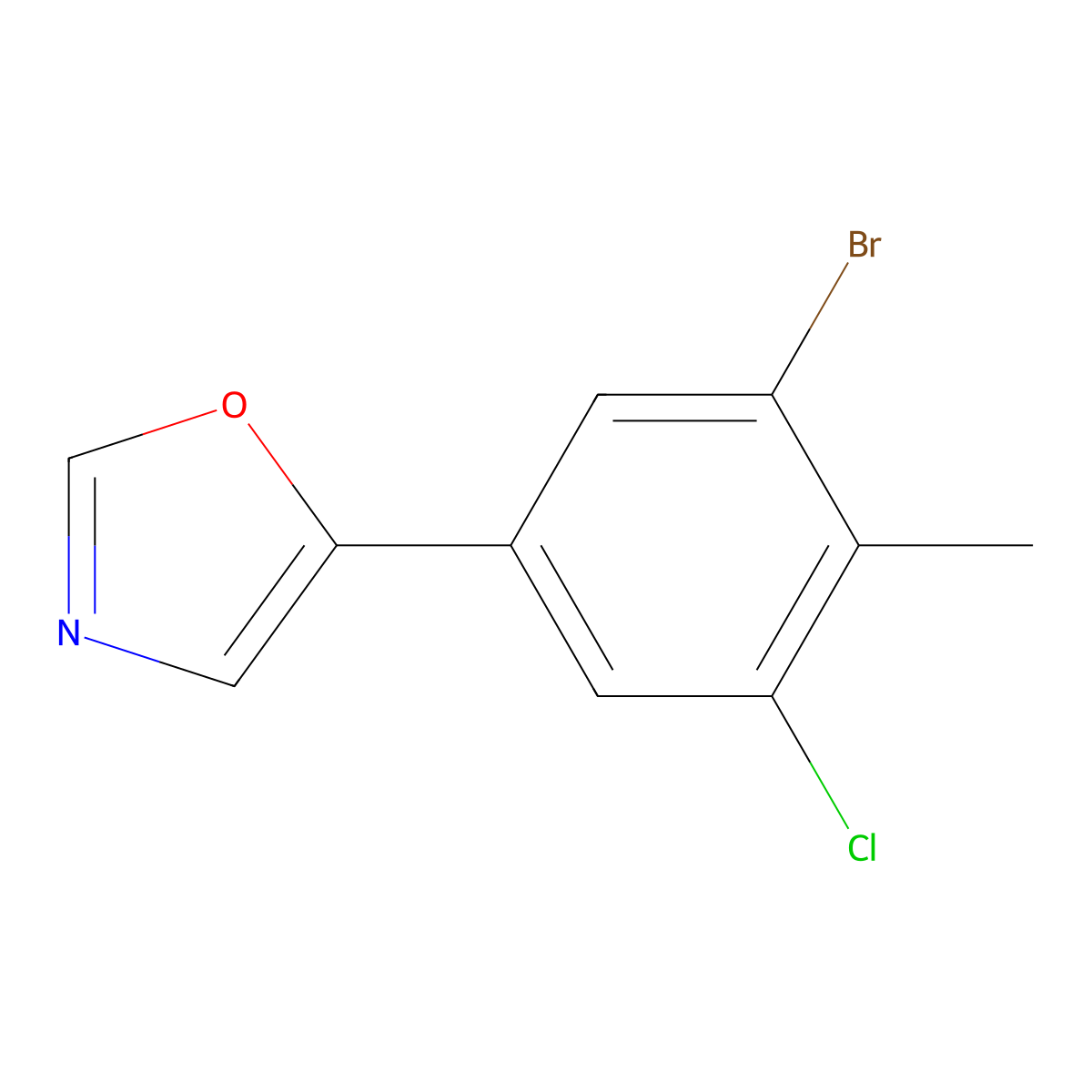 5-(3-Bromo-5-chloro-4-methylphenyl)oxazole molecular structure, CAS 2364585-27-1