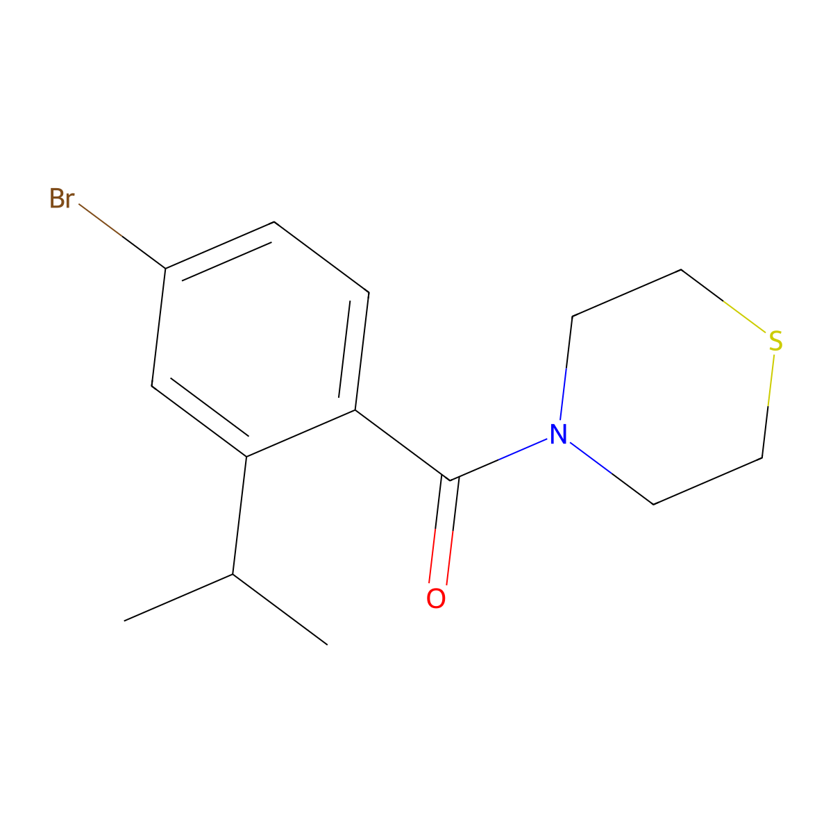 (4-Bromo-2-isopropylphenyl)(thiomorpholino)methanone molecular structure, CAS 2364585-28-2