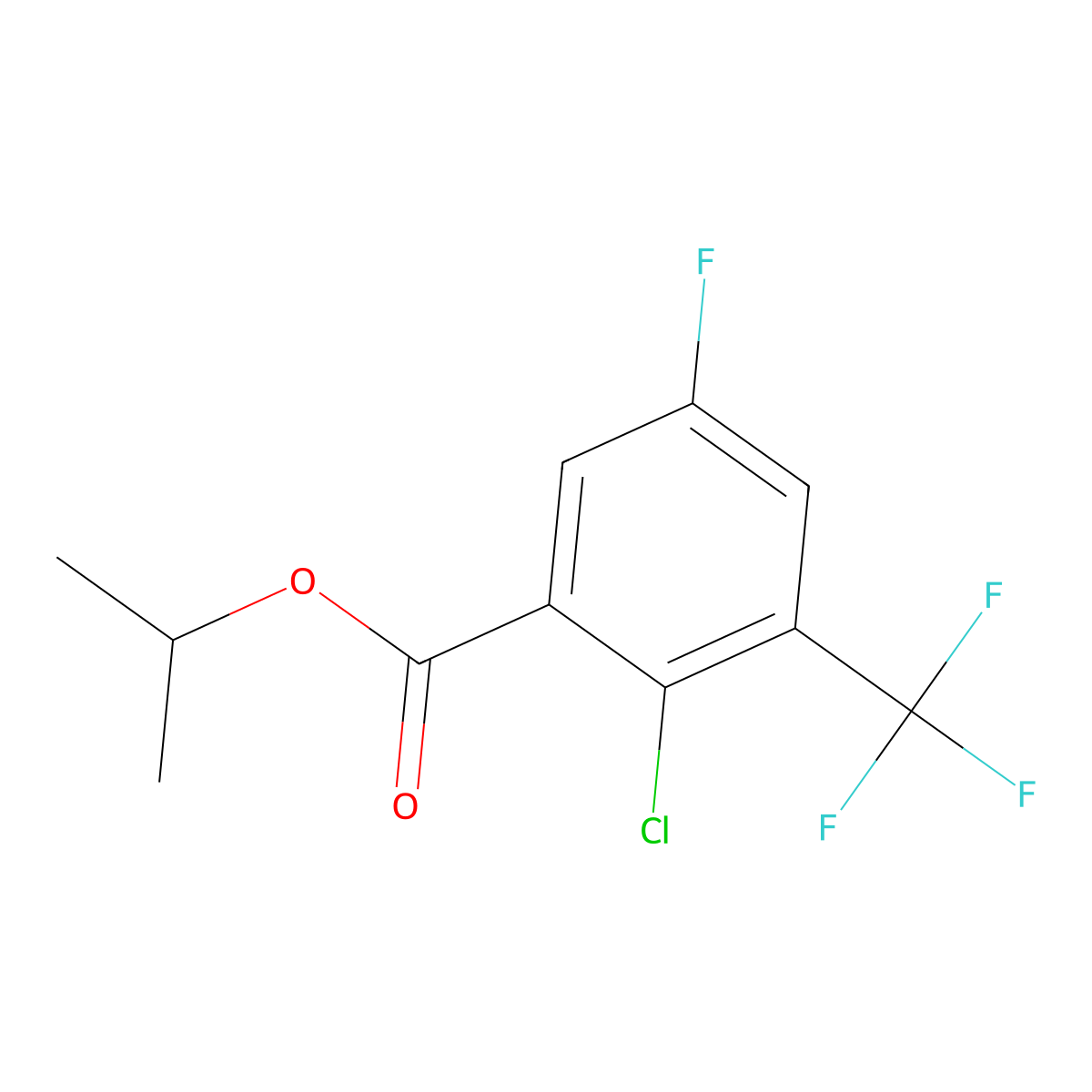 Isopropyl 2-chloro-5-fluoro-3-(trifluoromethyl)benzoate molecular structure, CAS 2364585-36-2