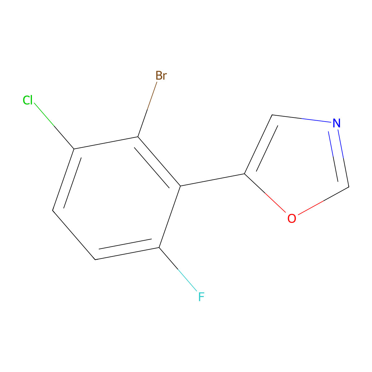 5-(2-Bromo-3-chloro-6-fluorophenyl)oxazole molecular structure, CAS 2364585-37-3