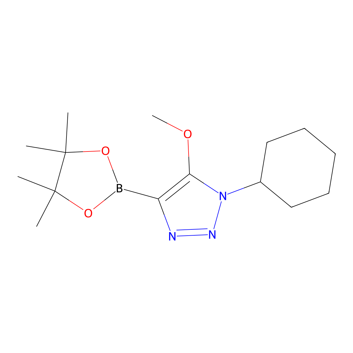 1-cyclohexyl-5-methoxy-4-(4,4,5,5-tetramethyl-1,3,2-dioxaborolan-2-yl)-1H-1,2,3-triazole molecular structure, CAS 2364585-49-7