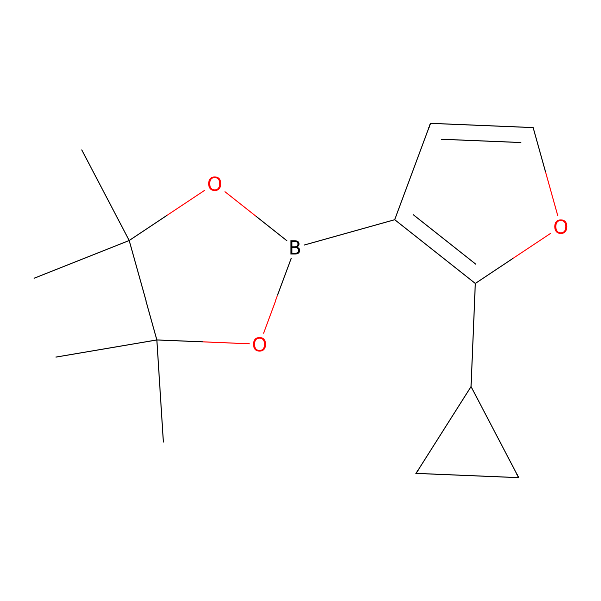 2-(2-Cyclopropylfuran-3-yl)-4,4,5,5-tetramethyl-1,3,2-dioxaborolane molecular structure, CAS 2364585-51-1