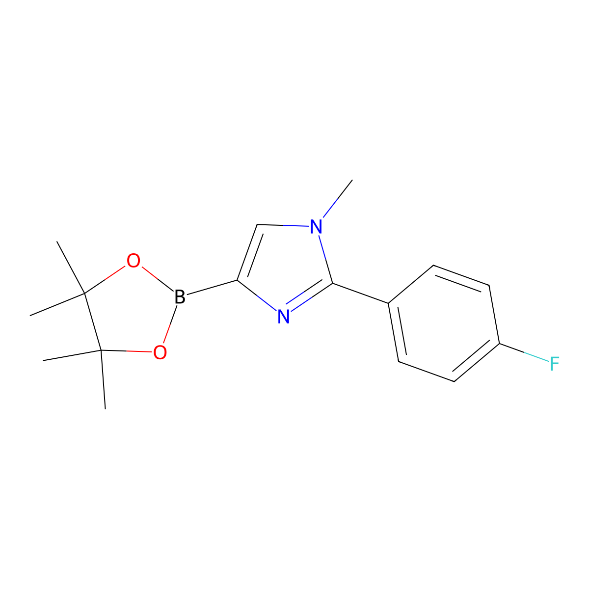 2-(4-fluorophenyl)-1-methyl-4-(4,4,5,5-tetramethyl-1,3,2-dioxaborolan-2-yl)-1H-imidazole molecular structure, CAS 2364585-52-2