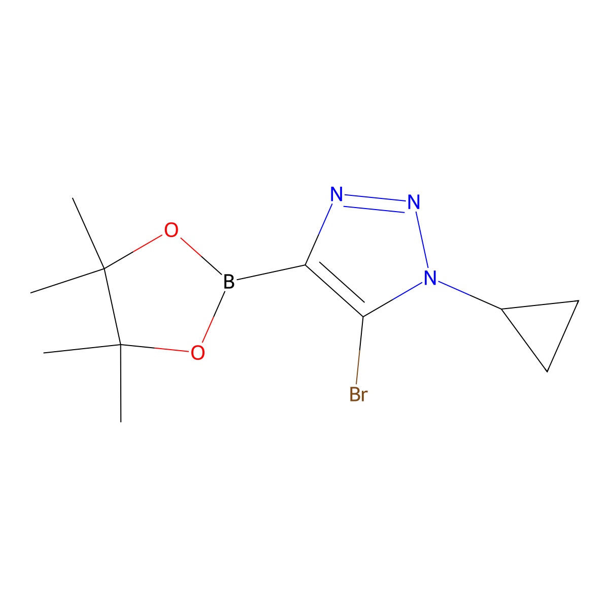 5-bromo-1-cyclopropyl-4-(4,4,5,5-tetramethyl-1,3,2-dioxaborolan-2-yl)-1H-1,2,3-triazole molecular structure, CAS 2364585-59-9