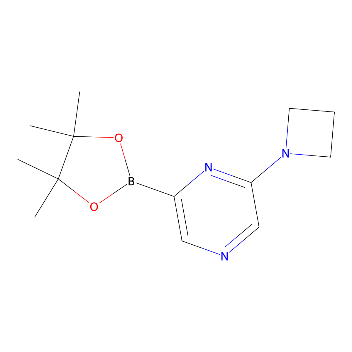 2-(Azetidin-1-yl)-6-(4,4,5,5-tetramethyl-1,3,2-dioxaborolan-2-yl)pyrazine molecular structure, CAS 2364585-66-8