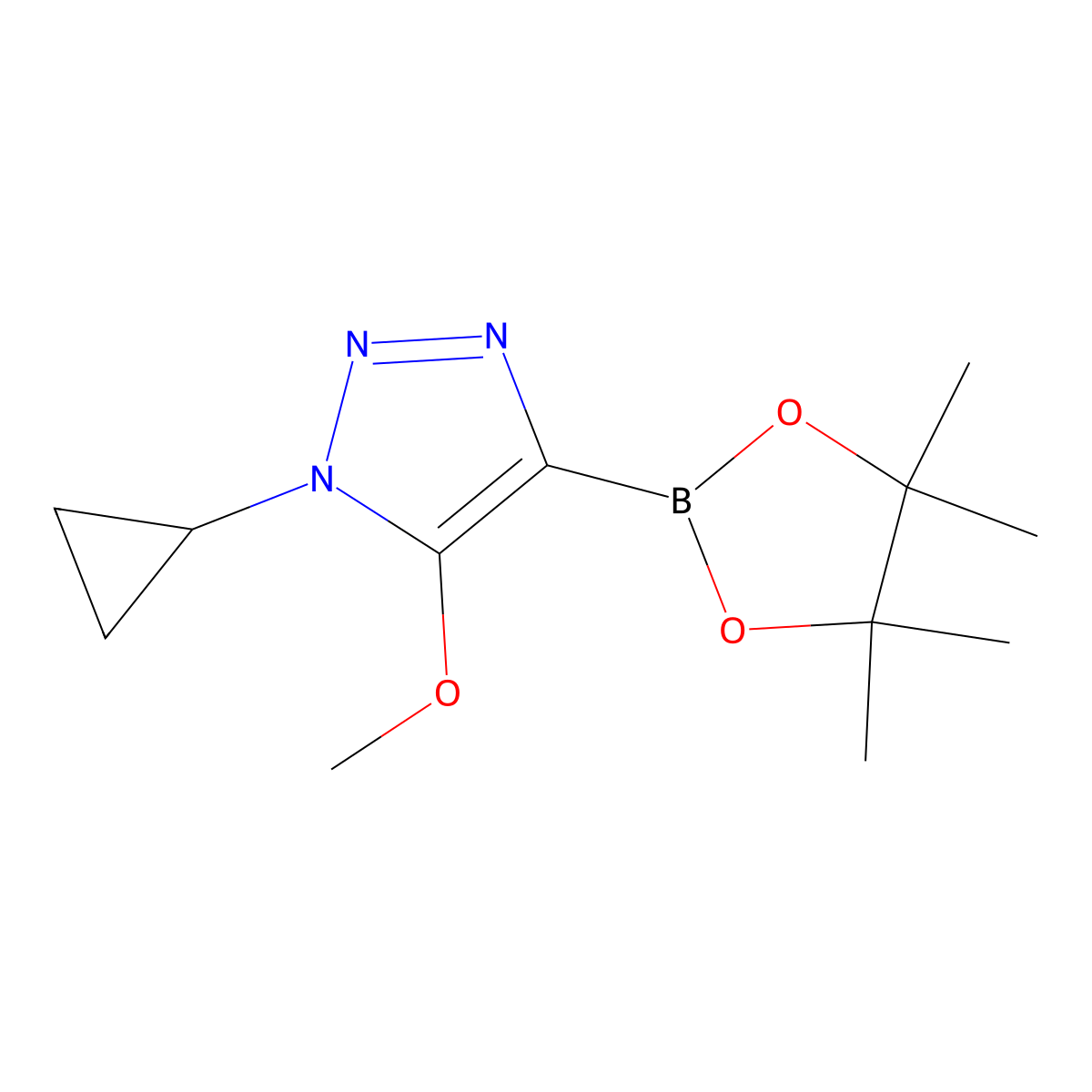 1-cyclopropyl-5-methoxy-4-(4,4,5,5-tetramethyl-1,3,2-dioxaborolan-2-yl)-1H-1,2,3-triazole molecular structure, CAS 2364585-71-5