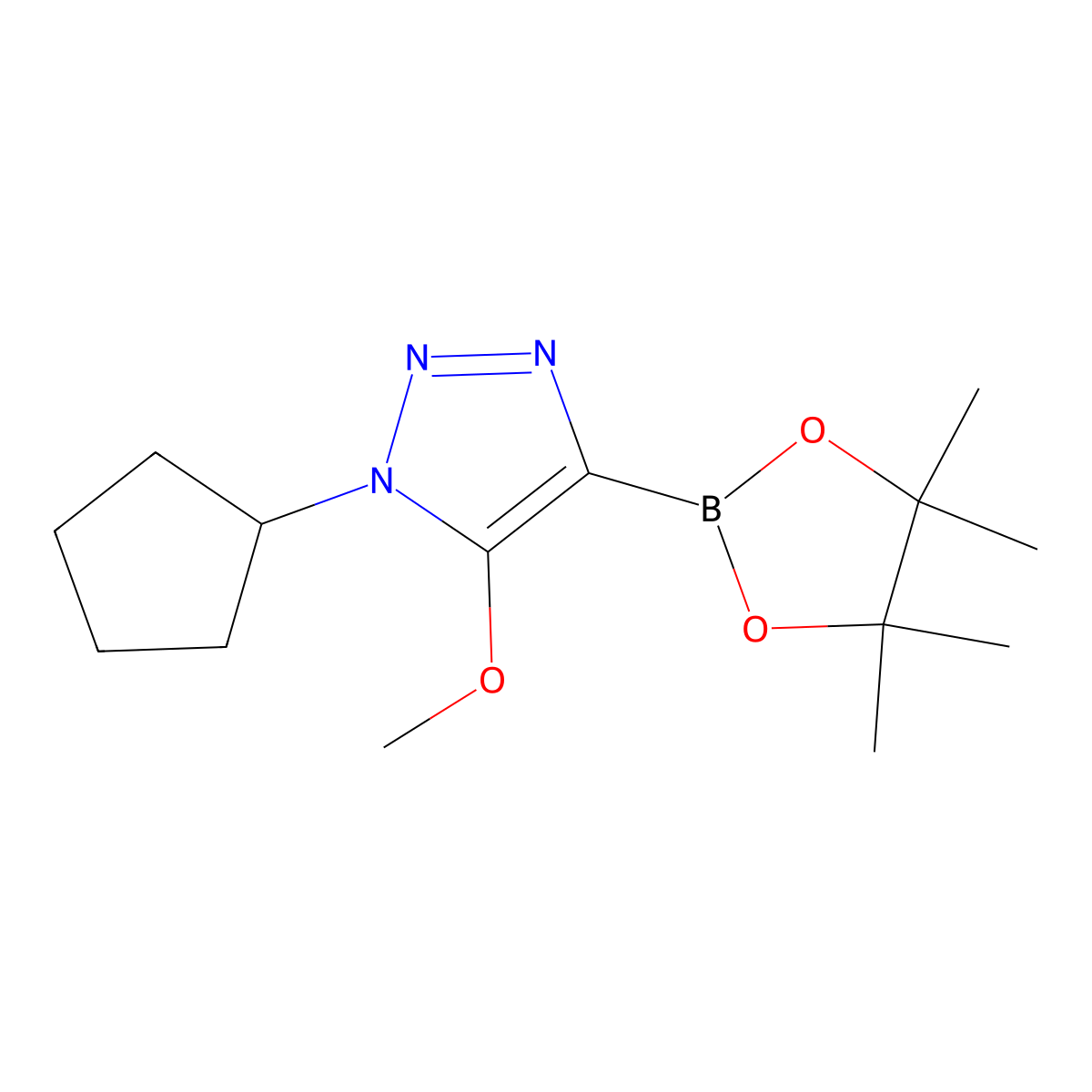 1-cyclopentyl-5-methoxy-4-(4,4,5,5-tetramethyl-1,3,2-dioxaborolan-2-yl)-1H-1,2,3-triazole molecular structure, CAS 2364585-91-9
