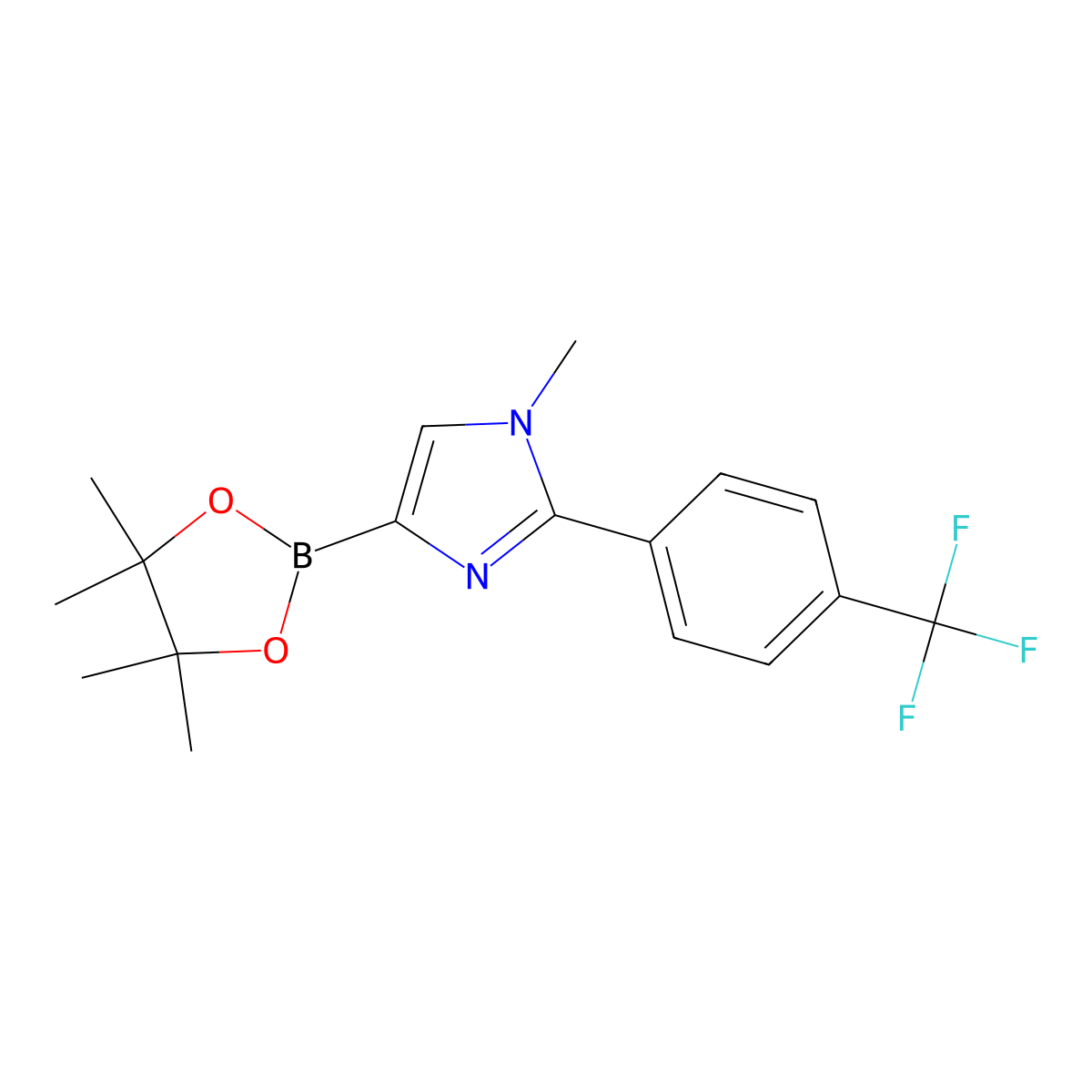 1-methyl-4-(4,4,5,5-tetramethyl-1,3,2-dioxaborolan-2-yl)-2-(4-(trifluoromethyl)phenyl)-1H-imidazole molecular structure, CAS 2364585-94-2