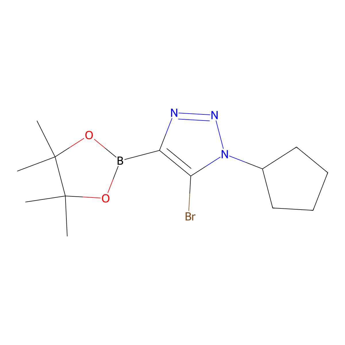 5-bromo-1-cyclopentyl-4-(4,4,5,5-tetramethyl-1,3,2-dioxaborolan-2-yl)-1H-1,2,3-triazole molecular structure, CAS 2364586-03-6