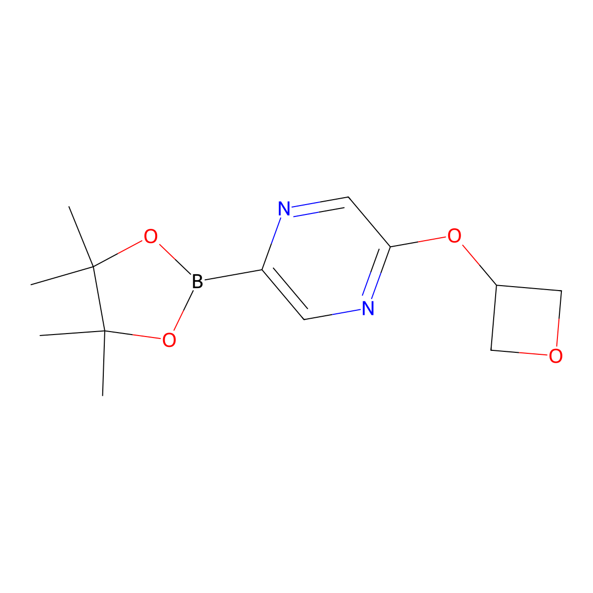 2-(Oxetan-3-yloxy)-5-(4,4,5,5-tetramethyl-1,3,2-dioxaborolan-2-yl)pyrazine molecular structure, CAS 2364586-05-8