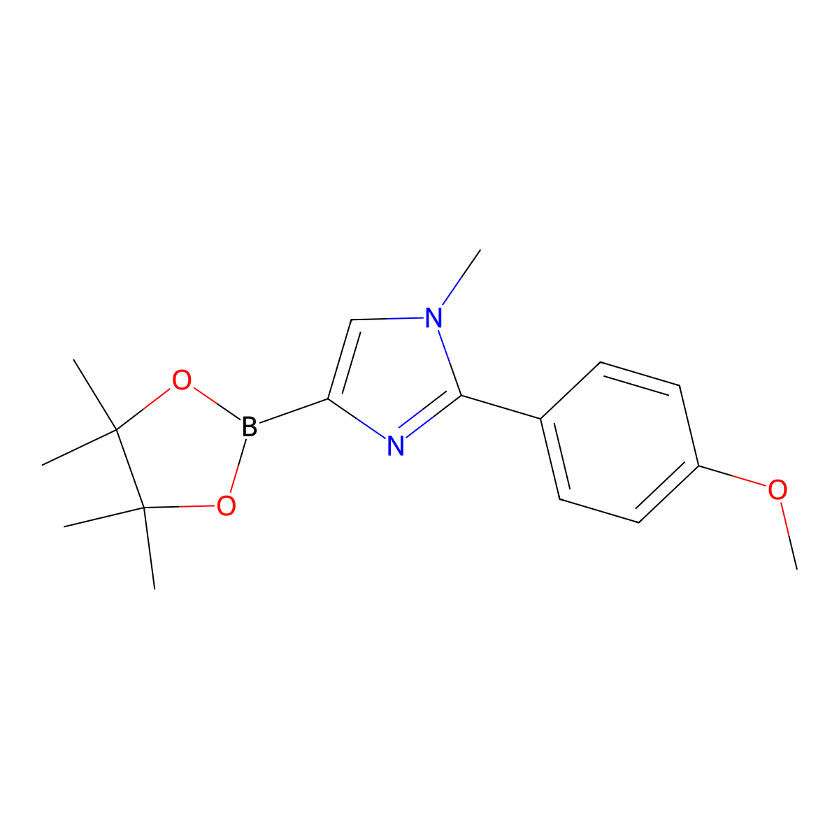 2-(4-methoxyphenyl)-1-methyl-4-(4,4,5,5-tetramethyl-1,3,2-dioxaborolan-2-yl)-1H-imidazole molecular structure, CAS 2364586-06-9