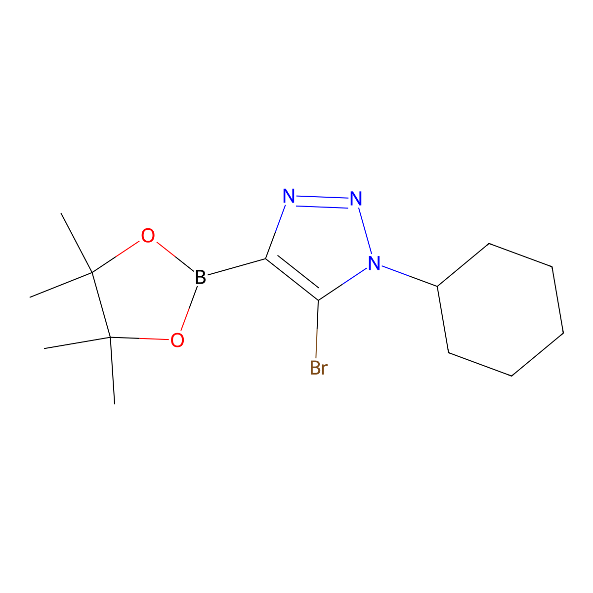 5-bromo-1-cyclohexyl-4-(4,4,5,5-tetramethyl-1,3,2-dioxaborolan-2-yl)-1H-1,2,3-triazole molecular structure, CAS 2364586-12-7