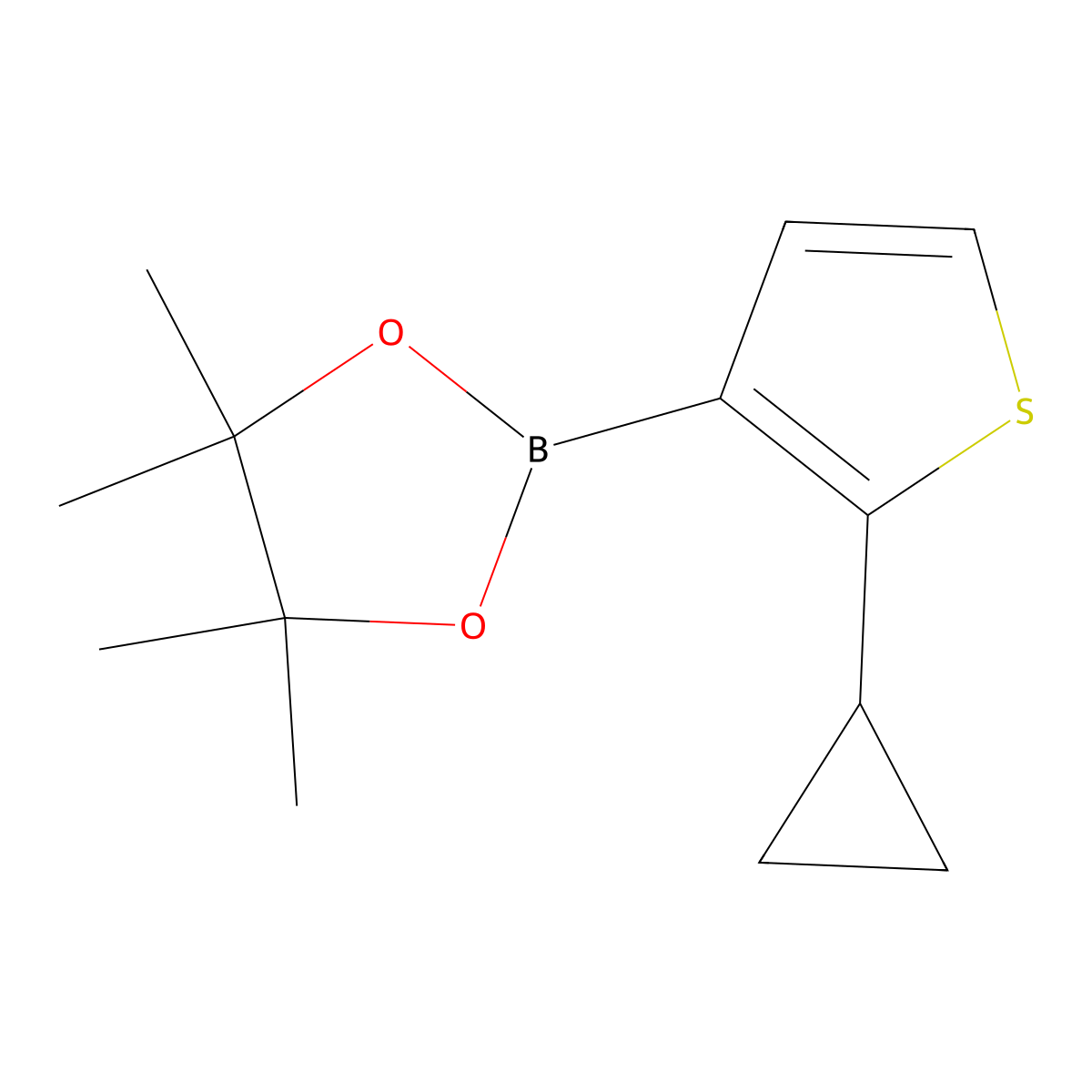 2-(2-Cyclopropylthiophen-3-yl)-4,4,5,5-tetramethyl-1,3,2-dioxaborolane molecular structure, CAS 2364586-15-0