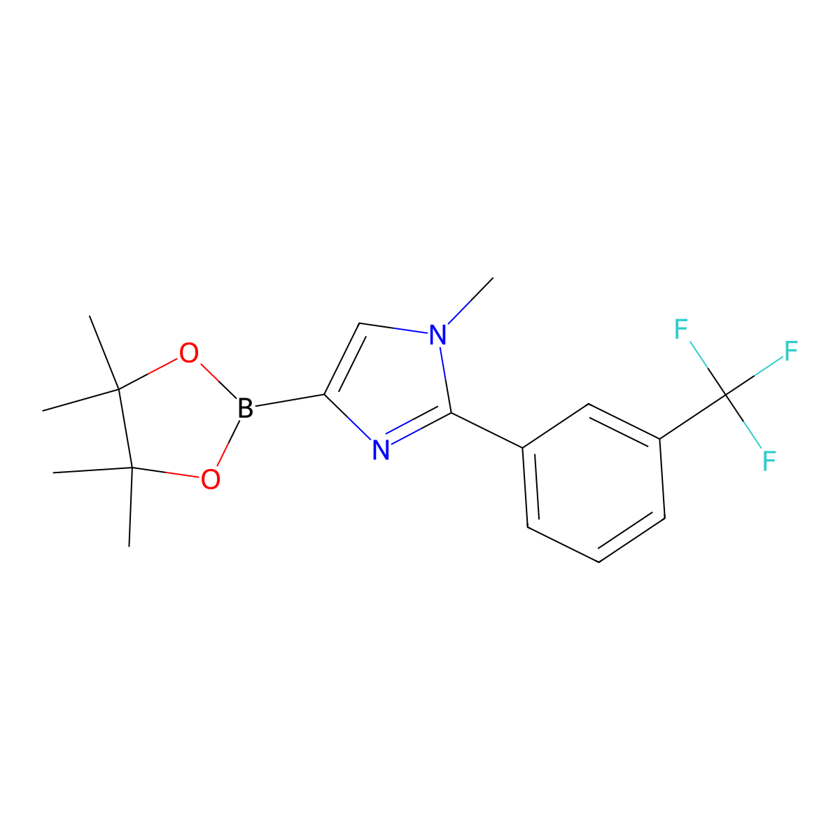 1-methyl-4-(4,4,5,5-tetramethyl-1,3,2-dioxaborolan-2-yl)-2-(3-(trifluoromethyl)phenyl)-1H-imidazole molecular structure, CAS 2364586-16-1